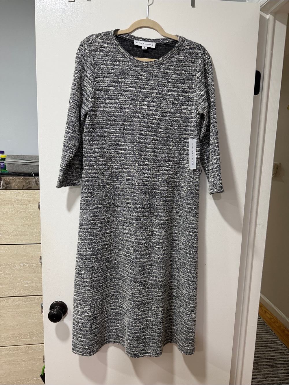 Universal Thread Gray Marled Long Sleeve Knit Midi Dress